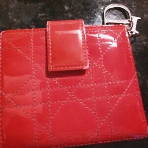 Dior small wallet in hot pink patent leather